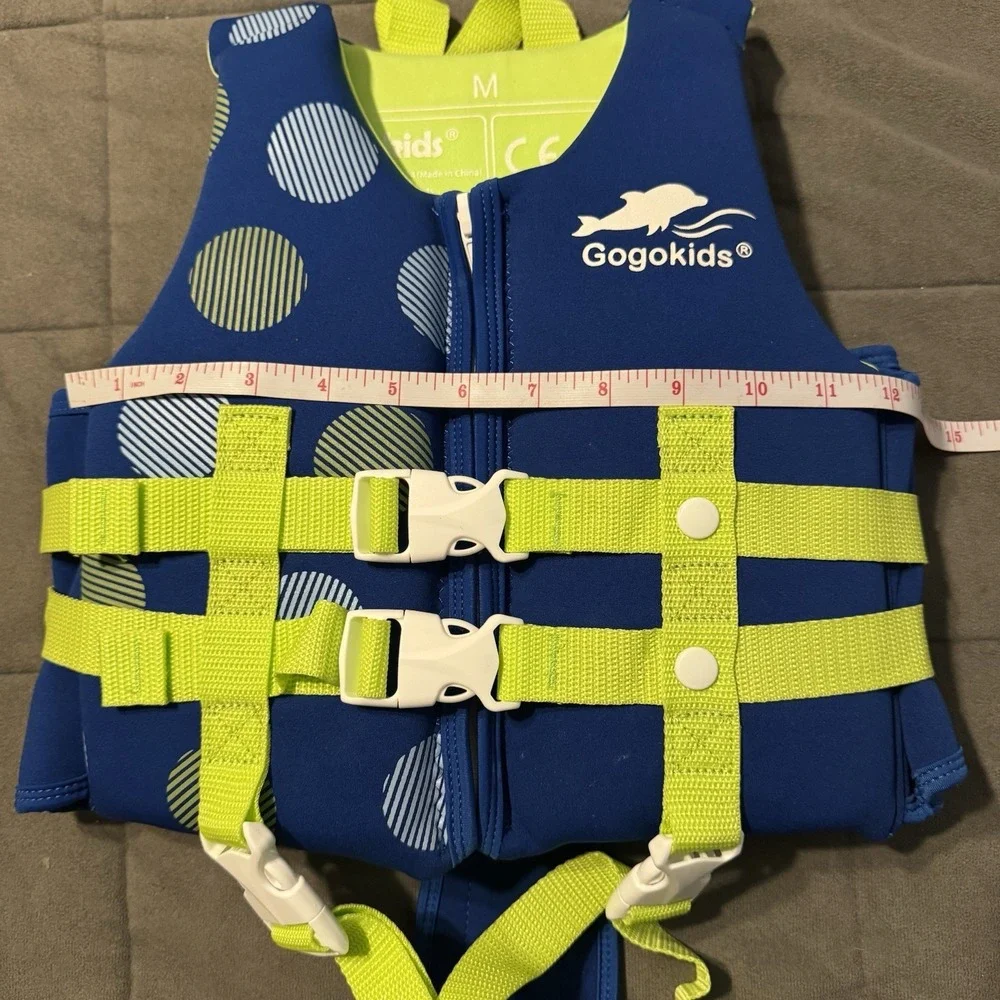 Gogokids‎ Toddler Medium Swim Life Jacket Blue Polka Dot Adjustable Swim Vest